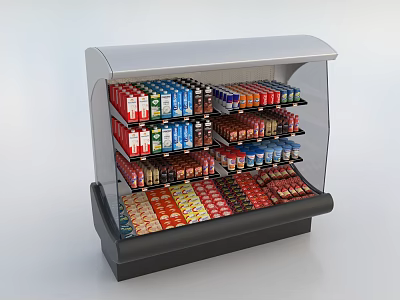 Retail Display Freezer With Glass Door And Multiple Shelves For Assorted Food Drinks 3d model