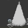 Festive Decorated Christmas Tree with Star on Top and Gifts Around