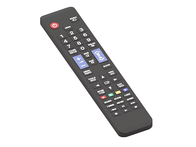Black Digital Remote Control Featuring Number Function Power And OK Buttons 3d model
