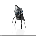 Fantasy Mythical Creature Character With Wolf Like Head Horns Cloak And Slender Legs