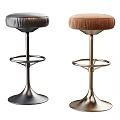 Modern Bar Stools With Black Brown Padded Seats And Metal Bases