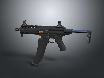 Black Military Style Tactical Assault Rifle With Rail System Grip And Stock 3d model
