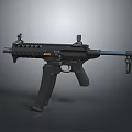Black Military Style Tactical Assault Rifle With Rail System Grip And Stock