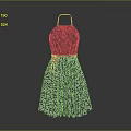 Stylish Halter Neck Black Dress With Fitted Patterned Bodice And Pleated Skirt Design