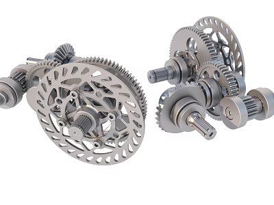 Precision Industrial Gear Components With Metal Gear Sets And Mechanical Shafts 3d model