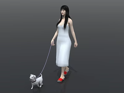 Roaming Beauty Walking Dog Walking Dog Animation 3d model
