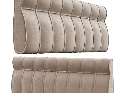Modern Light Brown Upholstered Headboard With Vertical Stitching And Velvet Fabric 3d model