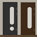 Modern Swing Doors in Dark Gray and Brown with Textured Glass Panels for Interior