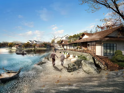 Japanese Resort Waterside Resort Village 3d model