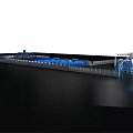 Modern Stage Setup With Metal Truss Blue Lighting And Circular Light Fixtures