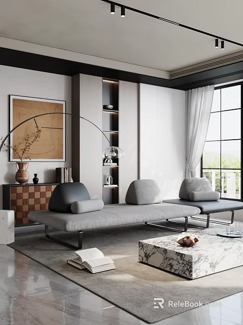 Modern Living Room Decorative Ornament Set With Ceramic Vase Art Sculptures And Decorative Bowls 3d model 