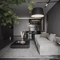 Modern Living Dining Room Interior With Sofa Coffee Table TV And Floor to Ceiling Window