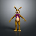 3D Rabbit Character With Yellow Body Purple Bow Tie And Standing Pose