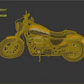 Yellow and Black Classic Motorcycle with Black Seat and Shiny Chrome Details
