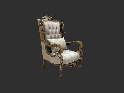 Classical Sofa Set With Ornate Carving Beige Upholstery Gold Accent Armrest Legs And Cushion 3d model