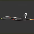 Detailed Gray Fighter Jet Model Featuring Red Yellow Markings And Number 523