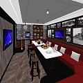 KTV Interior With Red Sofas White Long Table Fruit Platter And Large Screen TVs 3d model
