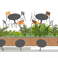Outdoor Round Tables And Chairs Set With Green Plants For Seating Area