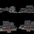 Traditional Chinese Ancient Architecture With Curved Tile Roofs And Wooden Courtyard Structures