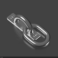 Metal Hook With Rectangular Base Circular Ring Screw Holes And Smooth Reflective Finish 3d model