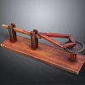 Wooden Industrial Equipment With Lever Mechanism And Gear Component On Base Structure