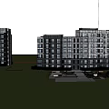 Modern Style Multi Storey Apartment Building With Green Plants Spacious Courtyard And Blue Sky