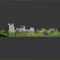 Detailed Castle Model Scene With Lush Green Vegetation And Curved Path