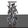 Game Movie Character White Orange Mech With Mechanical Armor And Detailed Design