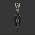 Futuristic Metallic Weapon Featuring Yellow And Gray Circular Design Mechanical Structure And Detailed Grip
