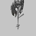 Mythical Dragon Wing Weapon With Glowing Spike Black Metal And Fiery Red Lava Texture
