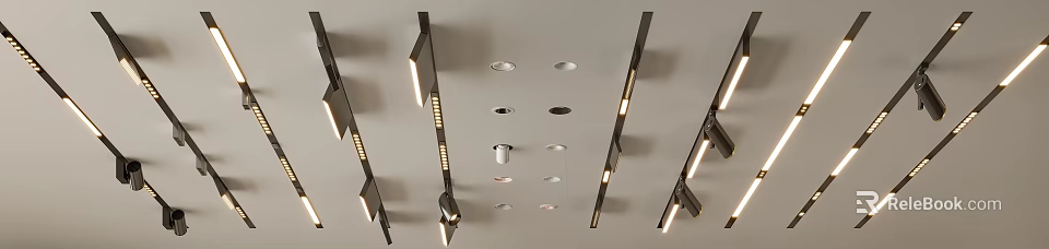 Ceiling Mounted Downlights and Spotlights in Modern Interior Design 3d model 