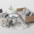 Modern Sofa And Coffee Table With Gray Chairs Green Plant Magazine On Gray Rug