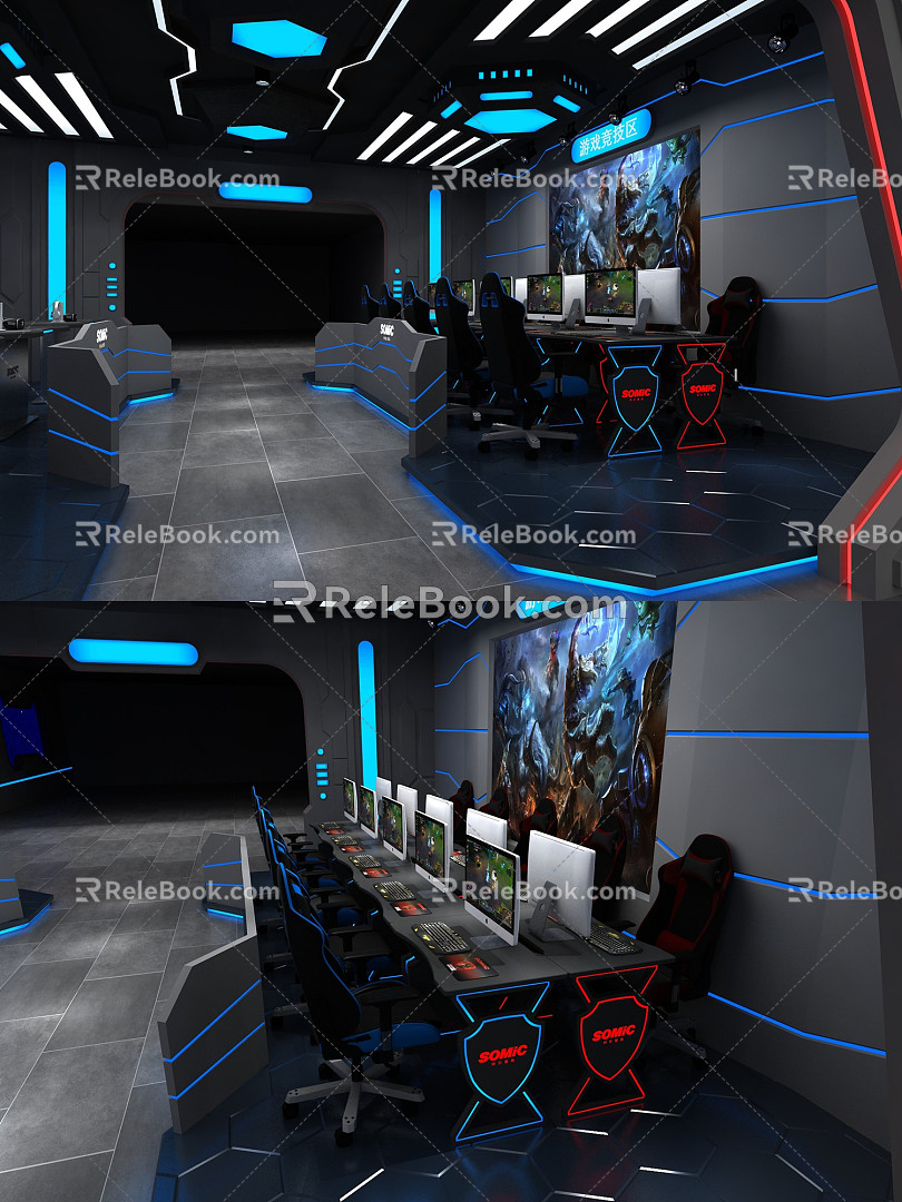 Modern Internet Cafes E-sports Internet Cafes 3d model