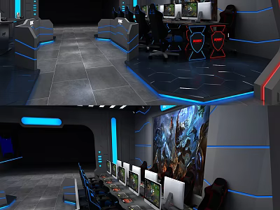 Modern Internet Cafes E-sports Internet Cafes 3d model