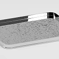 Modern Household Tray With Silver Metal Frame Gray Speckled Surface And Handle