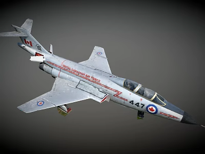 Royal Canadian Air Force Two Seat Fighter Jet 447 Gray Red Stripes Military Aircraft 3d model