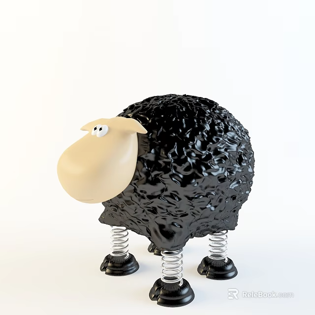 Black Reptile Figurine With Curled Scales Spring Legs And White Background 3d model 