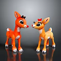 Cute Plush Reindeer Toys Orange Light Orange With Big Eyes Red Bow