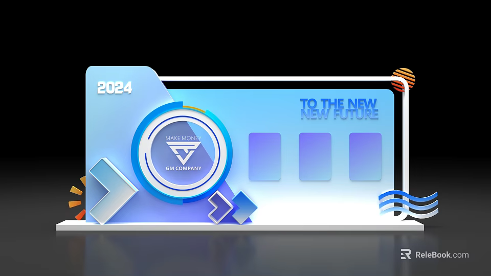 2024 To The New Future Photo Check In Spot With Modern Geometric Shapes And Panels 3d model 