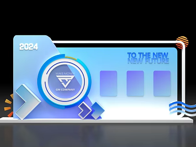 2024 To The New Future Photo Check In Spot With Modern Geometric Shapes And Panels 3d model