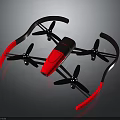 Modern Sleek Red And Black Drone With Four Propellers And Protective Frame 3d model