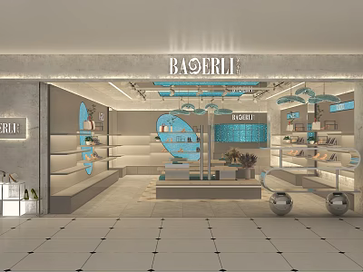 BAOERLII Shopping Mall Counter Modern Design With Display Shelves Product Display And Blue Accents 3d model