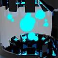 Futuristic Black Device With Transparent Body Blue LED Lights And Hanging Strap