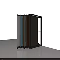 Display Shelf for Door Panel Samples with Various Colors Textures and Black Frame Open Design 3d model