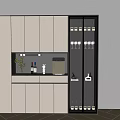 Modern Stylish Wine Cabinet With White Doors Open Shelf And Glass