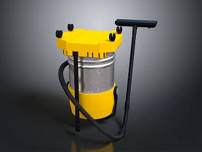 Yellow Desktop Computer Case With Silver Body And Black Handle Design 3d model