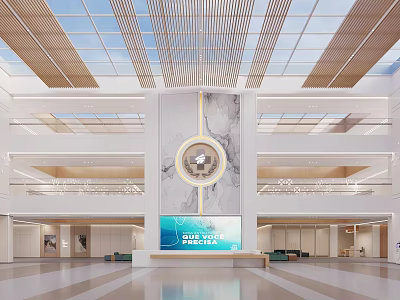 Spacious And Bright Hospital Outpatient Clinic Lobby With Comfortable Waiting Area 3d model