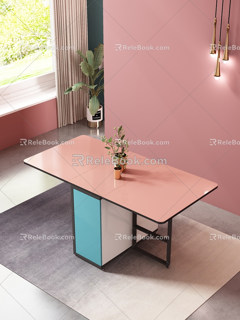 Multi-functional dining table and chair combination 3d model