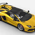 Yellow Supercar With Black Roof Rear Spoiler And Red Brake Calipers