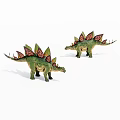 Two Green Dinosaur Models With Colorful Back Plates And Realistic Design